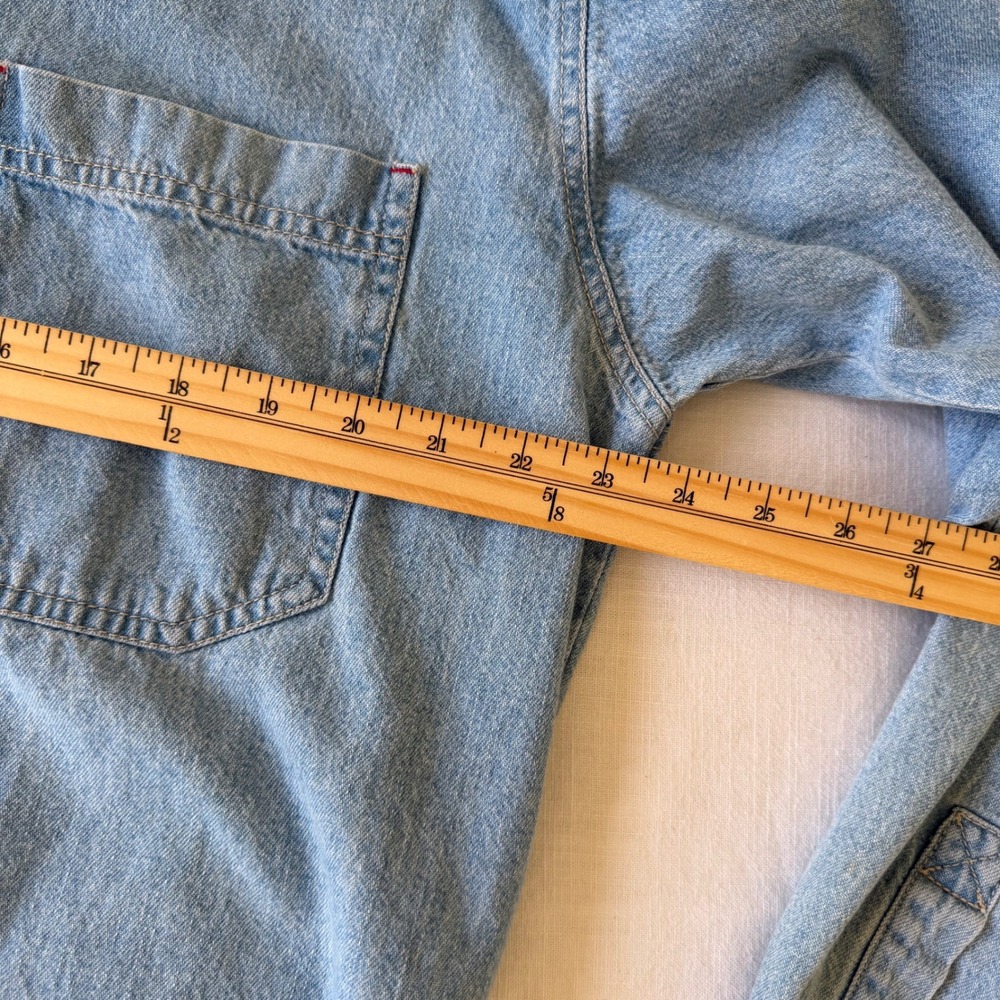 Levis Red Tab Denim Shirt Medium Light Wash Cotton Button Down 60560-1315 - Picture 4 of 8